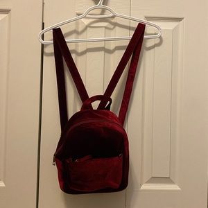 Burgundy Velvet Mini Backpack